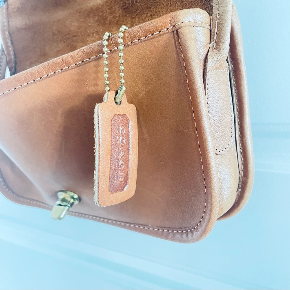 Coach Vintage Leather Tan Single Flap Crossbody Shoulder Cognac Bag - Picture 10 of 16